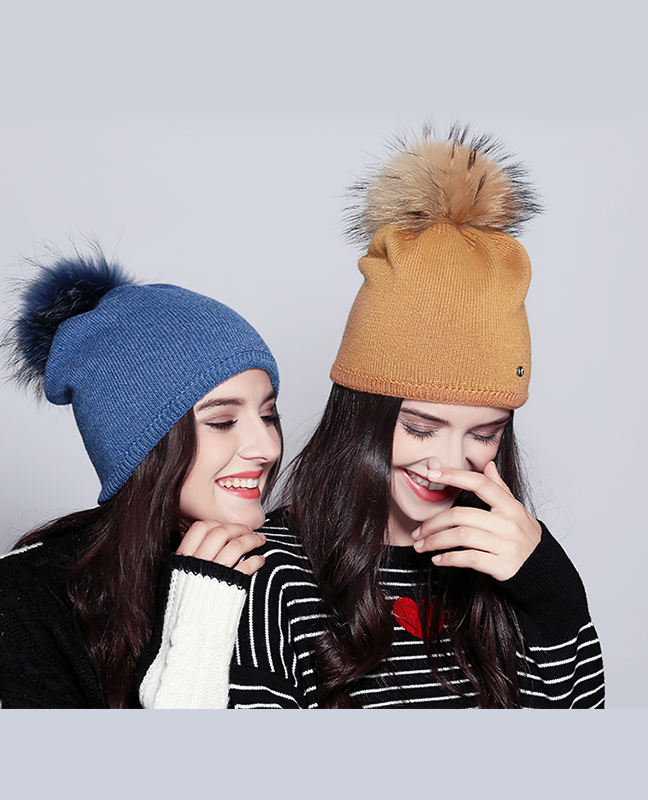 Elegant Raccoon Fur Double Layer Beanie Elegant Raccoon Fur Double Layer Beanie