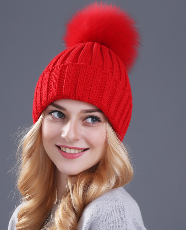 Genuine fox fur thick beanie Genuine fox fur thick beanie