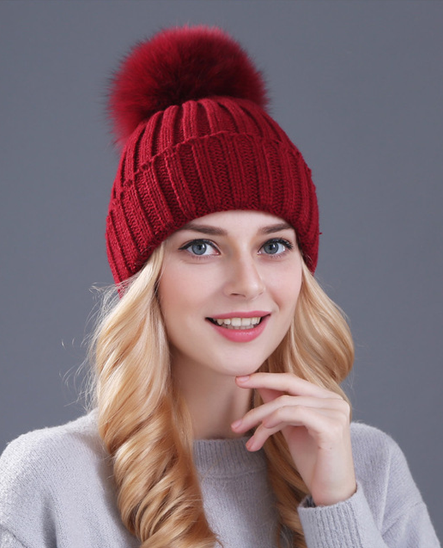 Genuine fox fur thick beanie Genuine fox fur thick beanie