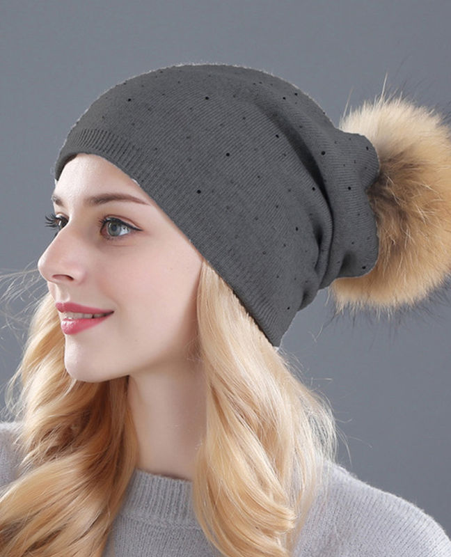 knitted Raccoon fur Beanie knitted Raccoon fur Beanie