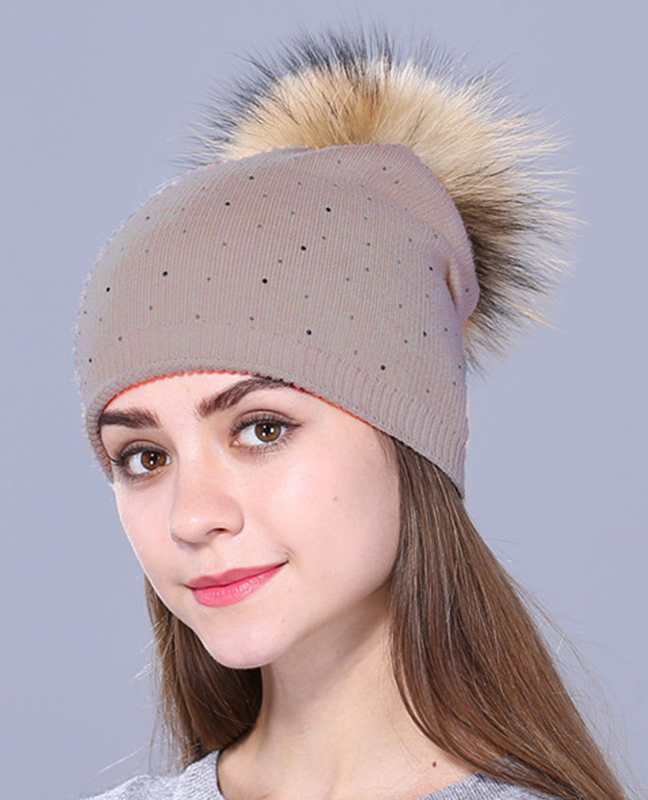 knitted Raccoon fur Beanie knitted Raccoon fur Beanie