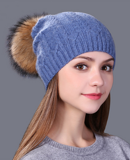 Real fox fur winter hat